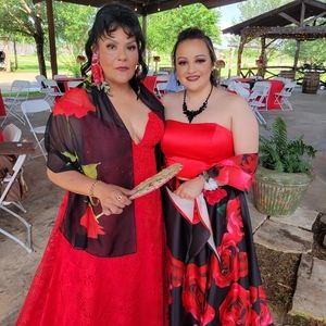 Strapless Roses Prom Dress added gold sash